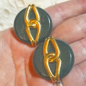 𝅺KAI YIN LO Vintage Bloodstone Sterling Earrings